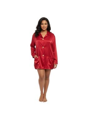 Vintage Victoria’s Secret Size L Red Satin Sleep Shirt with Pockets
